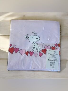 NEW Graphique Peanuts Snoopy Valentine's Day Heart Pink 3 Ply Paper Napkins 40